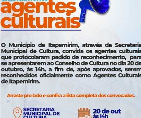 Itapemirim: Prefeitura convoca Agentes Culturais