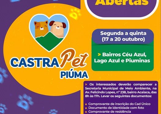 Piúma: Prefeitura dá início à nova fase do Projeto Castra Pet