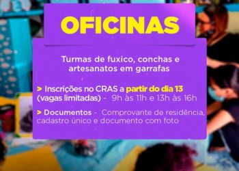 Piúma: Prefeitura abre  inscrições para as oficinas do CRAS