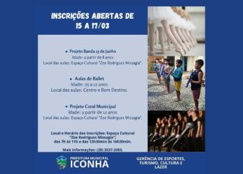 Iconha: Prefeitura abre inscrições para participação em projetos culturais