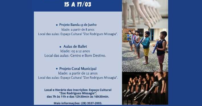 Iconha: Prefeitura abre inscrições para participação em projetos culturais