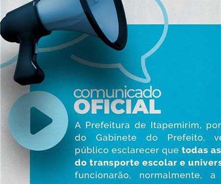 Itapemirim: Comunicado Oficial de Transporte Escolar