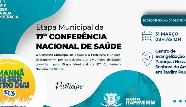 Itapemirim: Prefeitura convida para a 17ª Conferência Nacional de Saúde