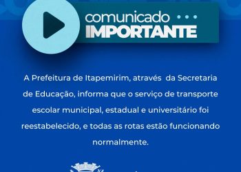Itapemirim: Comunicado sobre o transporte escolar universitário