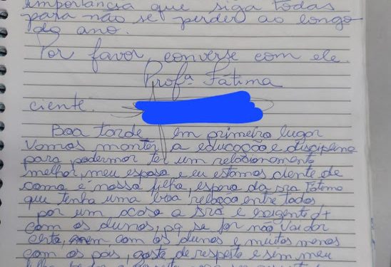 Educação: Professora envia bilhete aos pais de um aluno e é surpreendida com a resposta