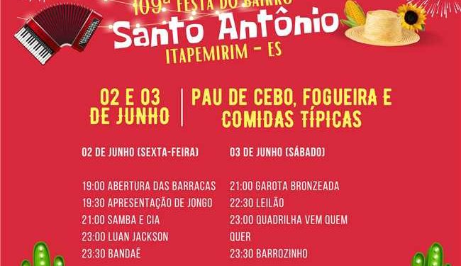 Itapemirim: Cidade inicia junho com festa junina e “arraiá” em Santo Antônio