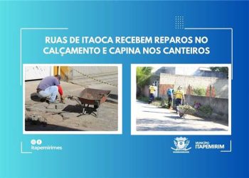 Itapemirim: Prefeitura faz reparos no calçamento e capina nas ruas de Itaoca
