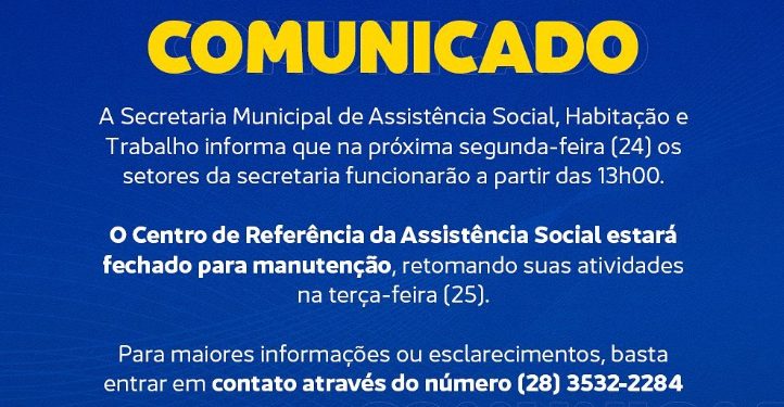 Marataízes: Prefeitura alerta sobre horário de funcionamento da Assistência Social
