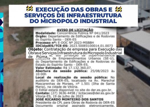 Piúma: Prefeitura anuncia início das obras do Polo Industrial