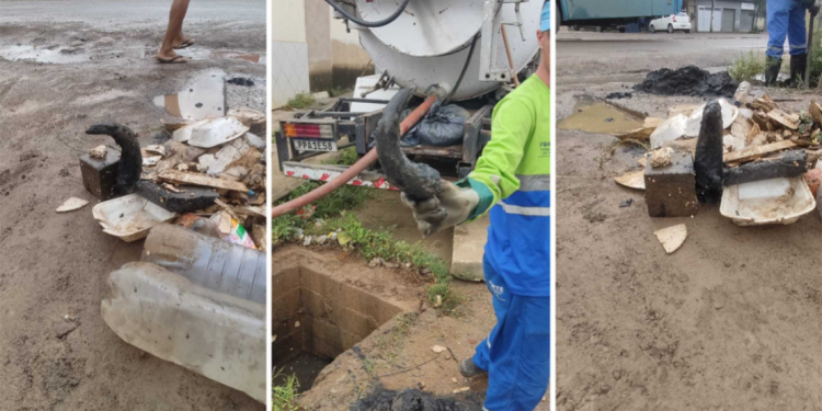 Cariacica: Serviços encontra até chifre de animal na rede de drenagem no bairro Campo Verde