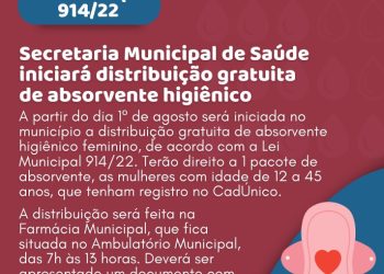 Rio Novo: Prefeitura passa a distribuir absorventes na farmácia municipal