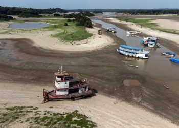 Seca: Barcos encalhados e peixes mortos na Amazônia