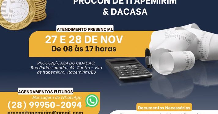 Itapemirim: Procon Municipal e Dacasa promovem Feirão de Negociação de dívidas