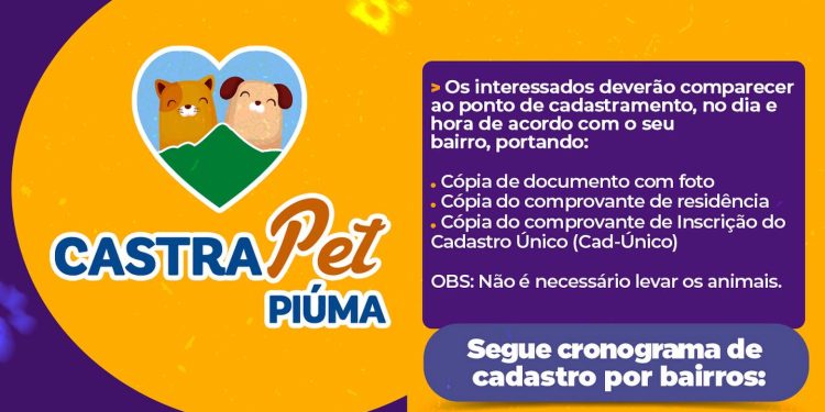Piúma: Prefeitura abre inscrição para o 3° ciclo do CastraPet