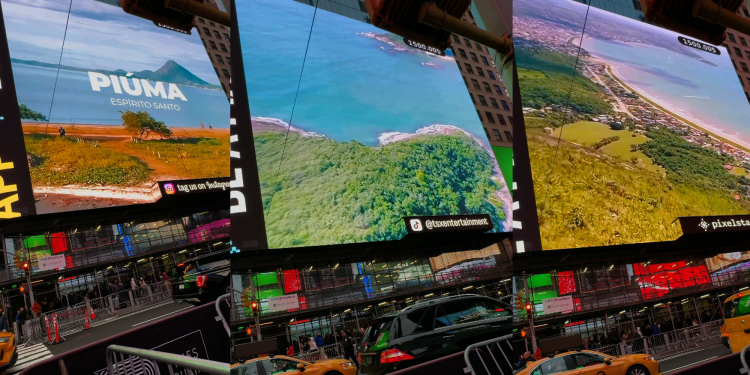 Piúma: Cidade das Conchas brilha na Times Square, em Nova York