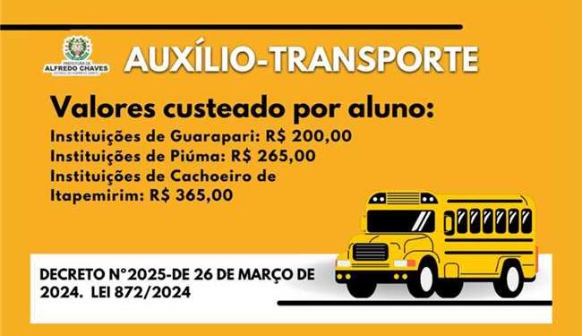 Alfredo Chaves: Prefeitura libera auxílio-transporte para universitários e alunos de cursos técnicos