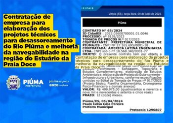 Piúma: Prefeitura assina contrato de obra de desassoreamento do Rio Piúma
