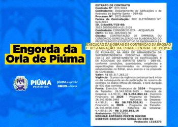 Piúma: Prefeitura assina contrato para a engorda da Praia Central