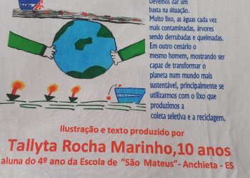 Anchieta: Camisa de Caminhada Ecológica estampa desenho de aluna da rede municipal