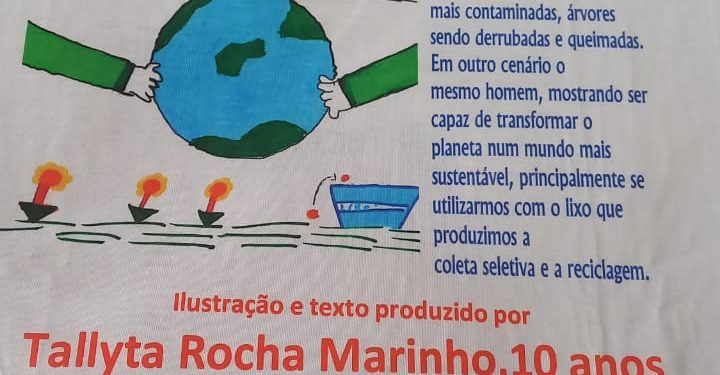 Anchieta: Camisa de Caminhada Ecológica estampa desenho de aluna da rede municipal