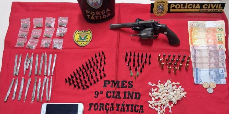 Itapemirim: Ação conjunta das forças de segurança apreende drogas, arma de fogo e realiza prisão de três suspeitos
