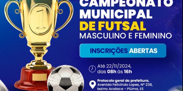 Piúma: Inscrições para o Campeonato de Futsal  Masculino e Feminino terminam nesta sexta (22)