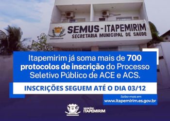 Itapemirim: Prefeitura já registra mais de 700 protocolos de inscrição para o processo seletivo de ACE e ACS