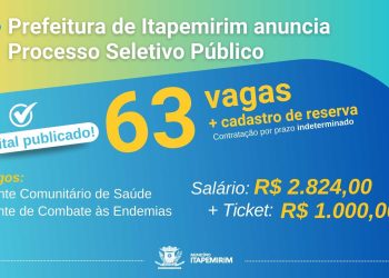 Itapemirim: Prefeitura divulga edital para Processo Seletivo com salário de R$ 2.824,00 + ticket de R$ 1.000,00