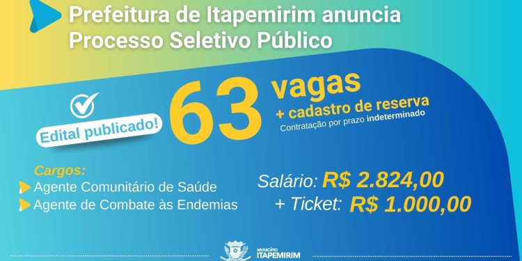 Itapemirim: Prefeitura divulga edital para Processo Seletivo com salário de R$ 2.824,00 + ticket de R$ 1.000,00