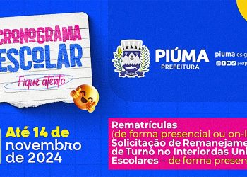 Piúma: Educação divulga o cronograma de matrículas para 2025