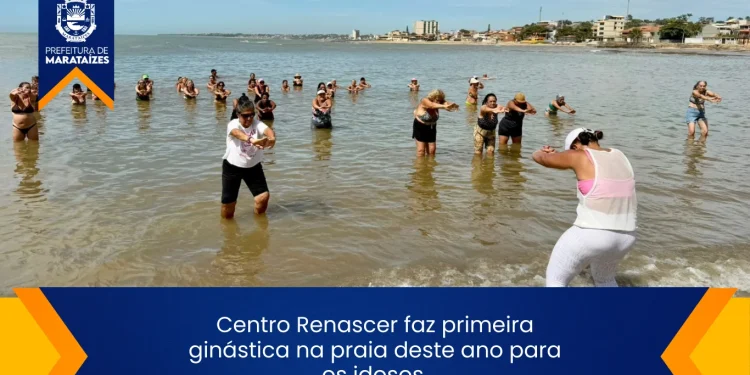 Marataízes: Centro Renascer faz primeira ginástica na praia deste ano para a melhor idade