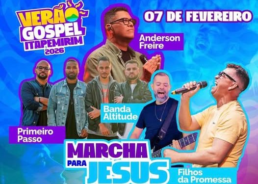 Verão Itapemirim 2026: Noite de louvor com show de Anderson Freire neste sábado (7)