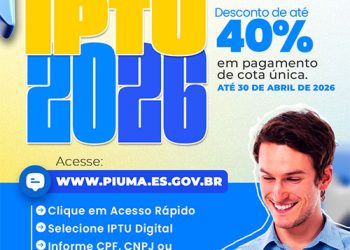 Piúma: IPTU 2026 é totalmente digital e pode ser pago pelo celular