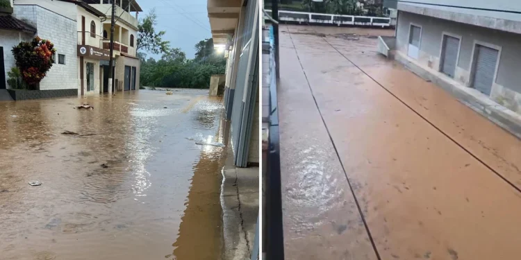 Iconha: Rio transborda e alaga ruas do Centro