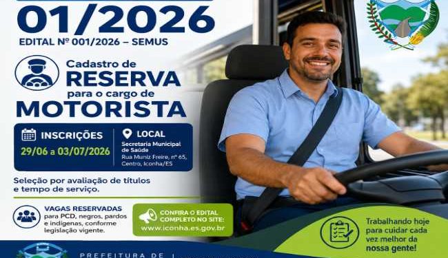 Iconha: Prefeitura abre Processo Seletivo para Motoristas na Secretaria de Saúde
